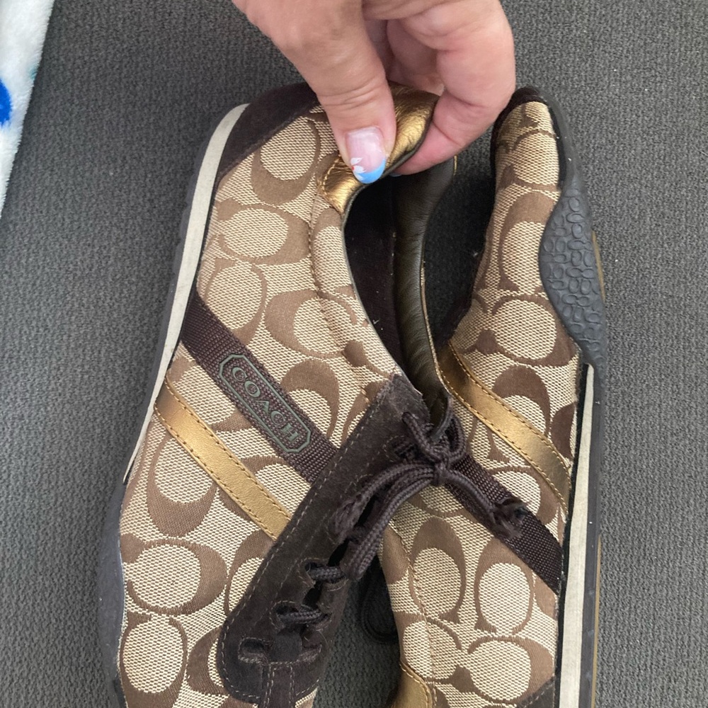 Coach Brown and Gold Monogram Sneakers - Picture 2 of 3